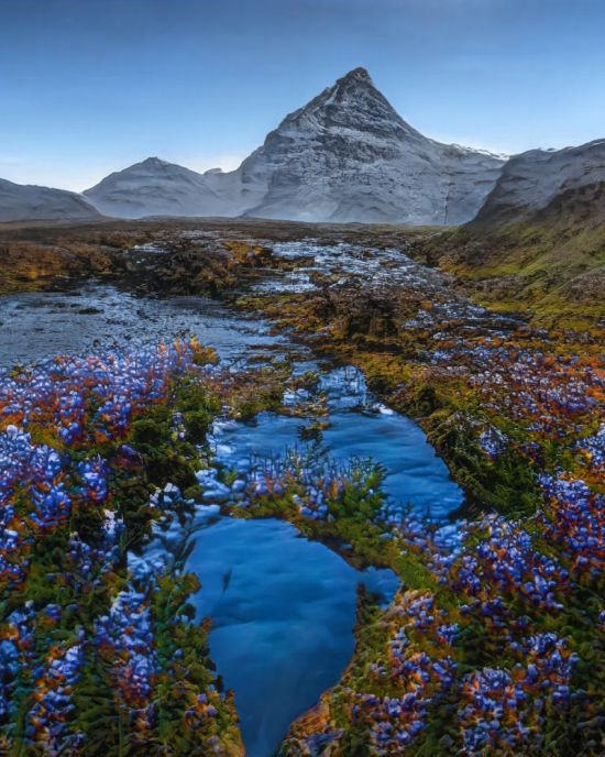 Blue Flower Sea on Water